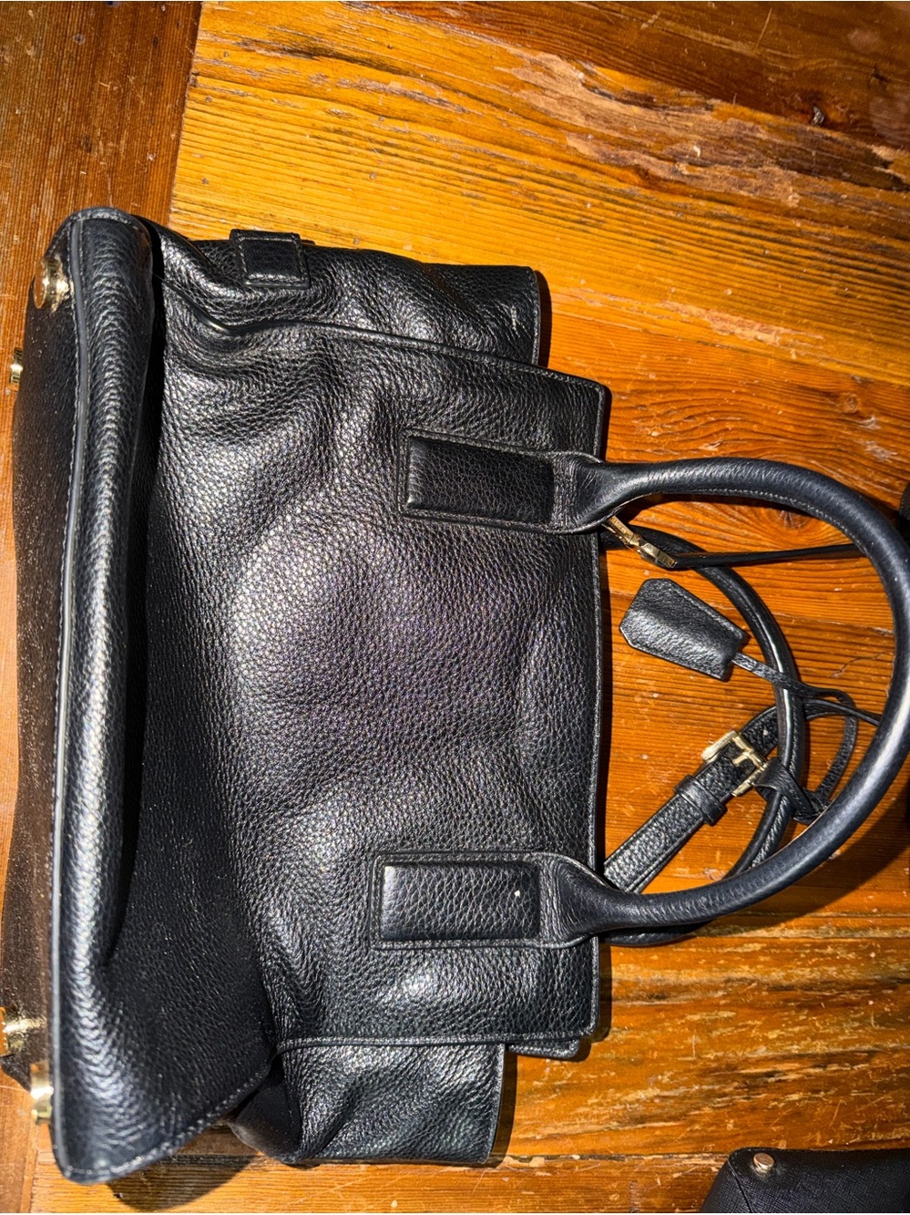 Michael Kors Black Pebbled Leather Satchel Tote Handbag Purse 14x9